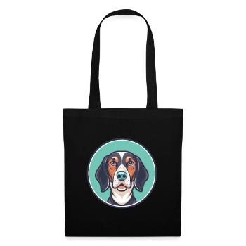 Anglais américain Coonhound chien race dessin animé drôle - Sac en tissu - noir - Devant