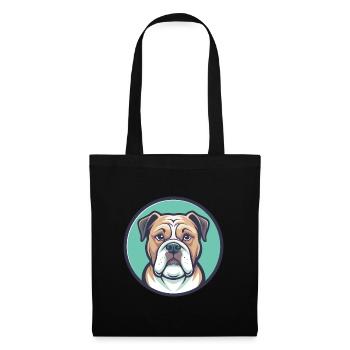 Bouledogue américain chien race dessin animé Kawaii Clipart - Sac en tissu - noir - Devant