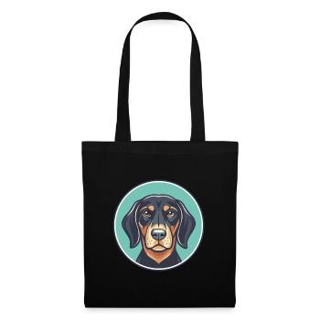 Chien de chasse noir et feu autrichien Chien Race Dessin animé Animal de compagnie - Sac en tissu - noir - Devant