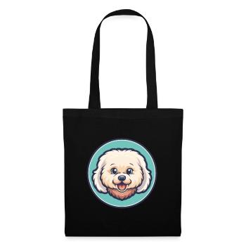 Bichon frisé chien race dessin animé Kawaii Clipart animal de compagnie - Sac en tissu - noir - Devant