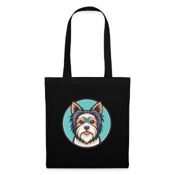 Biewer Terrier Dog Breed Cartoon Kawaii Clipart - Tote Bag - black - Front
