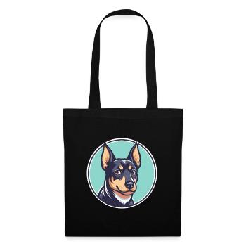 Schwarzer Und Tan Terrier Hund Rasse Cartoon Kawaii Haustier - Stoffbeutel - Schwarz - Vorne