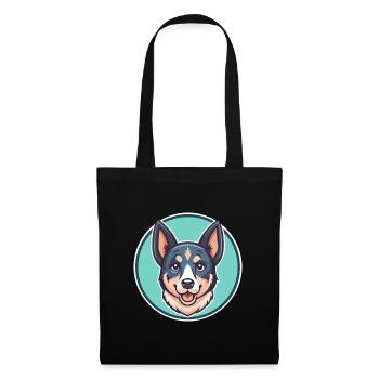 Talon bleu chien race drôle dessin animé Kawaii Clipart - Sac en tissu - noir - Devant