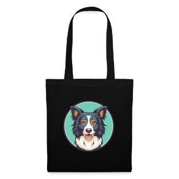 Border Collie Hunderasse Cartoon Kawaii Clipart Haustier - Stoffbeutel - Schwarz - Vorne