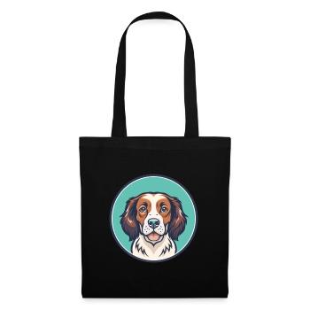 Bretagne Chien Race Coloré Dessin animé Kawaii Clipart - Sac en tissu - noir - Devant