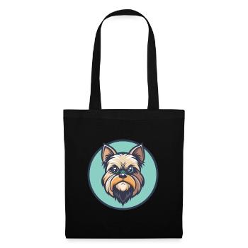 Griffon de Bruxelles Race de chien Dessin animé Kawaii Clipart - Sac en tissu - noir - Devant