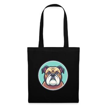 Bouledogue Chien Race Dessin animé Personnage Kawaii Clipart - Sac en tissu - noir - Devant