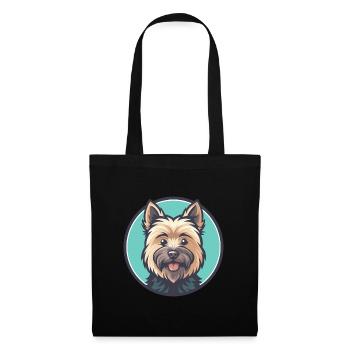 Cairn Terrier Hund Rasse Cartoon Kawaii Clipart Haustier - Stoffbeutel - Schwarz - Vorne
