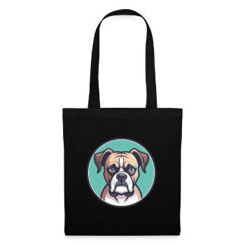 Boxer Hund Rasse Cartoon Kawaii Clipart Tier Haustier - Stoffbeutel - Schwarz - Vorne