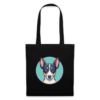 Terrier brésilien chien race dessin animé Kawaii Clipart - Sac en tissu - noir - Devant