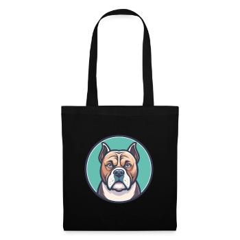 Bulle Boxer Hund Rasse Karikatur Kawaii Clipart Tier - Stoffbeutel - Schwarz - Vorne
