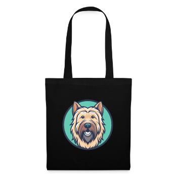 Briard Hund Rasse Cartoon Kawaii Clipart Tier Haustier - Stoffbeutel - Schwarz - Vorne