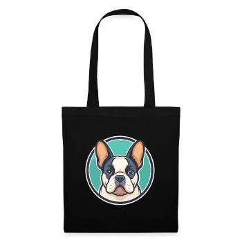 Chien Français Blanc Et Noir Race Chien Dessin Animé Animal - Sac en tissu - noir - Devant