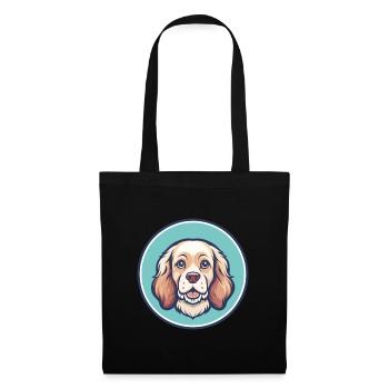 Clumber Spaniel Hund Rasse Cartoon Kawaii Clipart - Stoffbeutel - Schwarz - Vorne