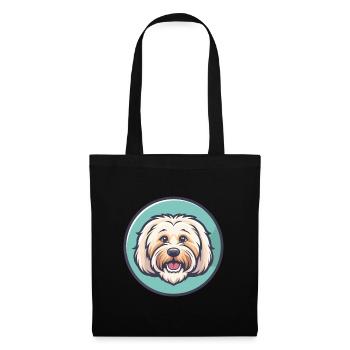 Coton De Tulear Hunderasse Cartoon Kawaii Clipart - Stoffbeutel - Schwarz - Vorne
