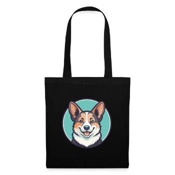 Corgi Chien Race Dessin animé Kawaii Clipart Animal de compagnie - Sac en tissu - noir - Devant