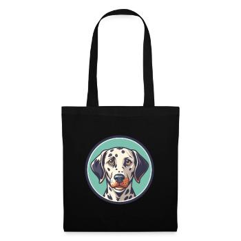 Dalmatiner Hund Rasse Cartoon Kawaii Clipart Tier - Stoffbeutel - Schwarz - Vorne