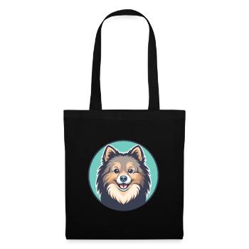 Spitz danois chien race dessin animé Kawaii Clipart animal de compagnie - Sac en tissu - noir - Devant
