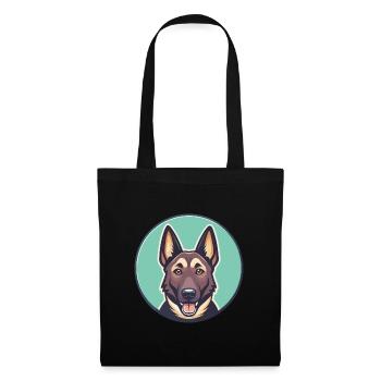 Dutch Shepherd Dog Breed Cartoon Kawaii Clipart - Tote Bag - black - Front
