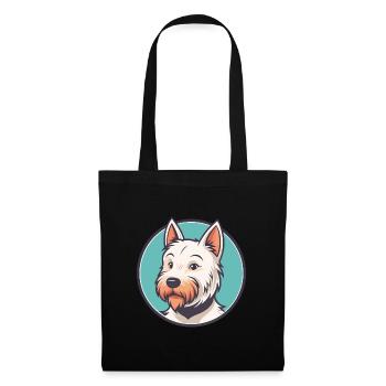 Englischer weißer Terrier Hund Rasse Cartoon Kawaii Haustier - Stoffbeutel - Schwarz - Vorne
