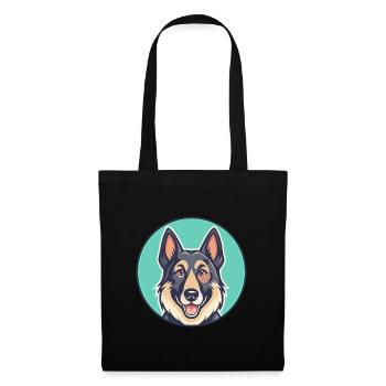 Berger d’Europe de l’Est Race Dessin animé Kawaii - Sac en tissu - noir - Devant