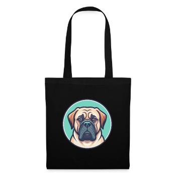 Englische Dogge Hund Rasse Karikatur Kawaii Clipart - Stoffbeutel - Schwarz - Vorne
