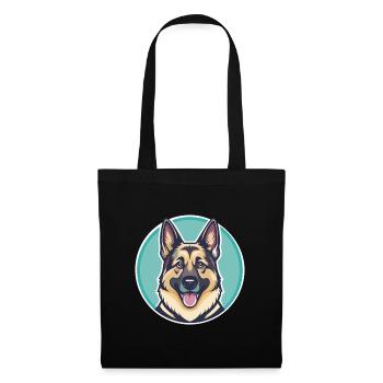 Berger allemand caniche chien race dessin animé Kawaii - Sac en tissu - noir - Devant