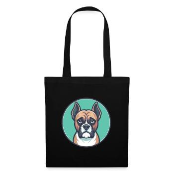 Deutscher Boxer Hund Rasse Cartoon Kawaii Clipart Haustier - Stoffbeutel - Schwarz - Vorne