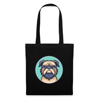 Griffon Bruxellois Hunderasse Karikatur Kawaii - Stoffbeutel - Schwarz - Vorne