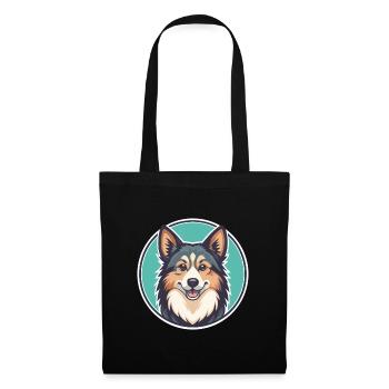 Chien de berger islandais Race de chien Dessin animé Kawaii - Sac en tissu - noir - Devant
