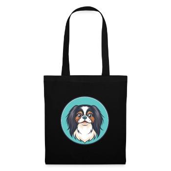 Japonais Menton Chien Race Dessin Animé Kawaii Clipart Animal de compagnie - Sac en tissu - noir - Devant