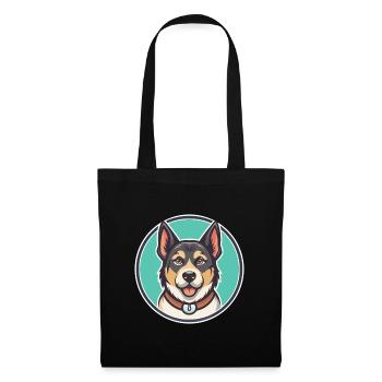 Kars race de chien dessin animé Kawaii Clipart Illustration - Sac en tissu - noir - Devant