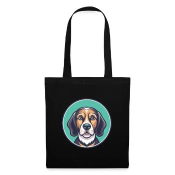 Chien de chasse lituanien race dessin animé Kawaii Clipart - Sac en tissu - noir - Devant