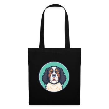 Landseer Chien Race Coloré Dessin animé Kawaii Clipart - Sac en tissu - noir - Devant