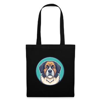 Chien de garde de Moscou Chien Race Dessin animé Kawaii Clipart - Sac en tissu - noir - Devant