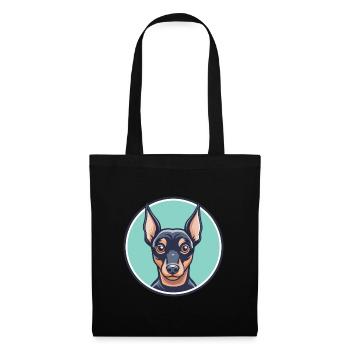 Miniatur Pinscher Hunderasse Cartoon Kawaii - Stoffbeutel - Schwarz - Vorne