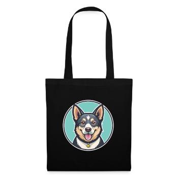 Nouvelle-Zélande Race Chien Drôle Dessin Animé Kawaii Clipart - Sac en tissu - noir - Devant