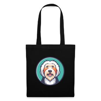 Vieux chien de berger anglais chien race dessin animé Kawaii animal de compagnie - Sac en tissu - noir - Devant