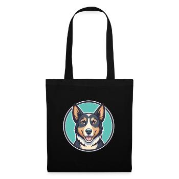 Nouvelle-Zélande Tête Chien Race Drôle Dessin Animé Kawaii - Sac en tissu - noir - Devant
