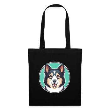 Norrbottenspets Hunderasse Cartoon Kawaii Clipart - Stoffbeutel - Schwarz - Vorne