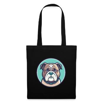 Vieux bouledogue anglais chien race drôle dessin animé Kawaii - Sac en tissu - noir - Devant