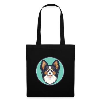 Papillon Chien Race Coloré Dessin Animé Kawaii Clipart - Sac en tissu - noir - Devant