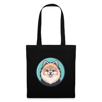 Pommersche Hunderasse Cartoon Kawaii Clipart Tier - Stoffbeutel - Schwarz - Vorne