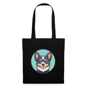 Porzellan Hund Rasse Cartoon Kawaii Clipart Tier - Stoffbeutel - Schwarz - Vorne