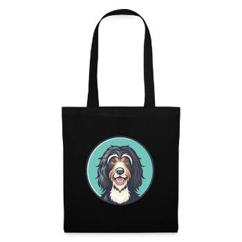 Chien de berger portugais Race de chien Dessin animé drôle Kawaii - Sac en tissu - noir - Devant