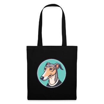 Rampur Greyhound Chien Race Dessin animé Kawaii Clipart - Sac en tissu - noir - Devant