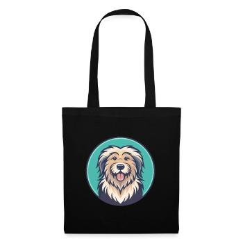 Chien de berger des Pyrénées Race Dessin animé Kawaii Clipart - Sac en tissu - noir - Devant