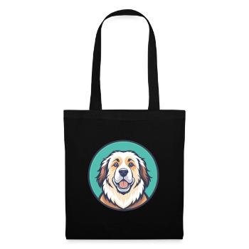 chien de montagne des Pyrénées Race Dessin animé Kawaii Clipart - Sac en tissu - noir - Devant