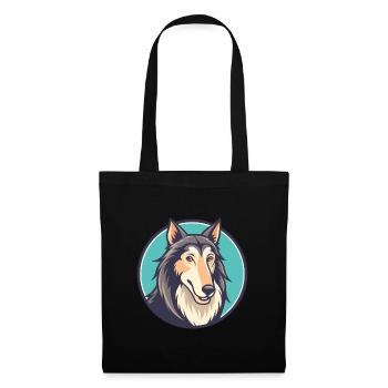 Russian Wolfhound Dog Breed Cartoon Kawaii Clipart - Tote Bag - black - Front