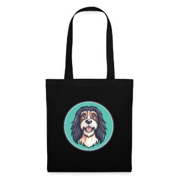 Schapendoes Chien Race Drôle Dessin animé Kawaii Clipart - Sac en tissu - noir - Devant